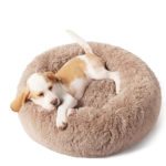 new style super soft dog cushion round washable plush fluffy donut dog cat house velvet mats sofa dog portable pet bed