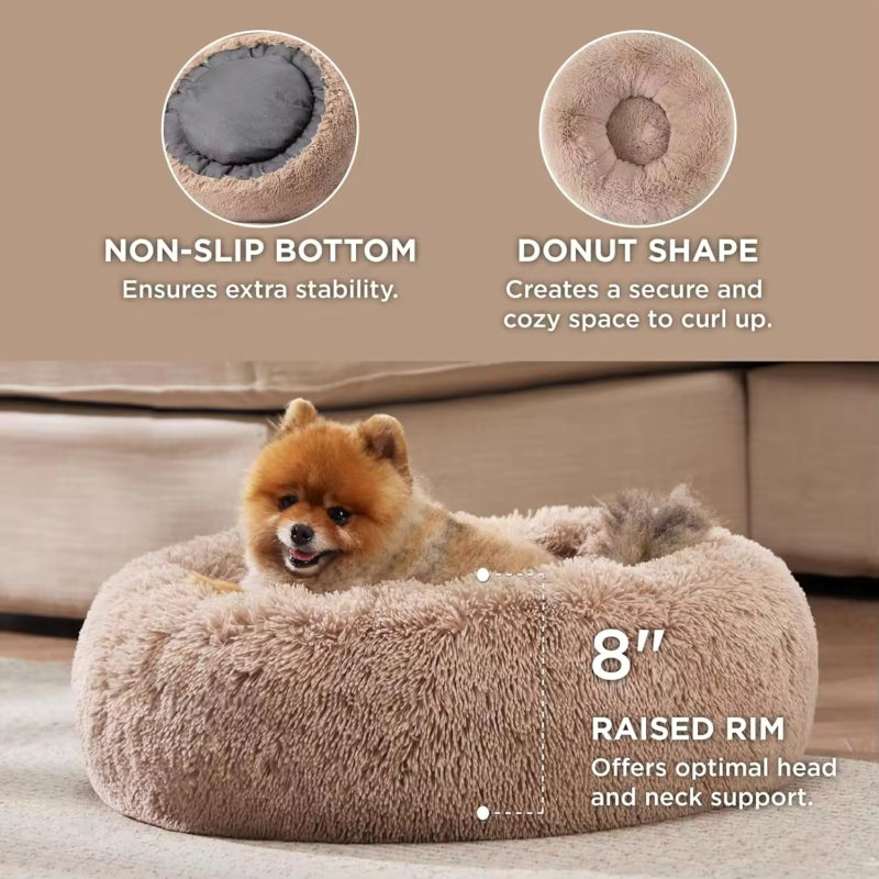 new style super soft dog cushion round washable plush fluffy donut dog cat house velvet mats sofa dog portable pet bed